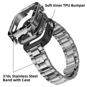 Kit de modification en acier inoxydable Lionorm pour <span class=keywords><strong>Apple</strong></span> Watch Ultra 45 mm, bracelets en métal TPU, kit de modification, boîtier pour iWatch 4 5 6 7 8 SE - Product Image 4