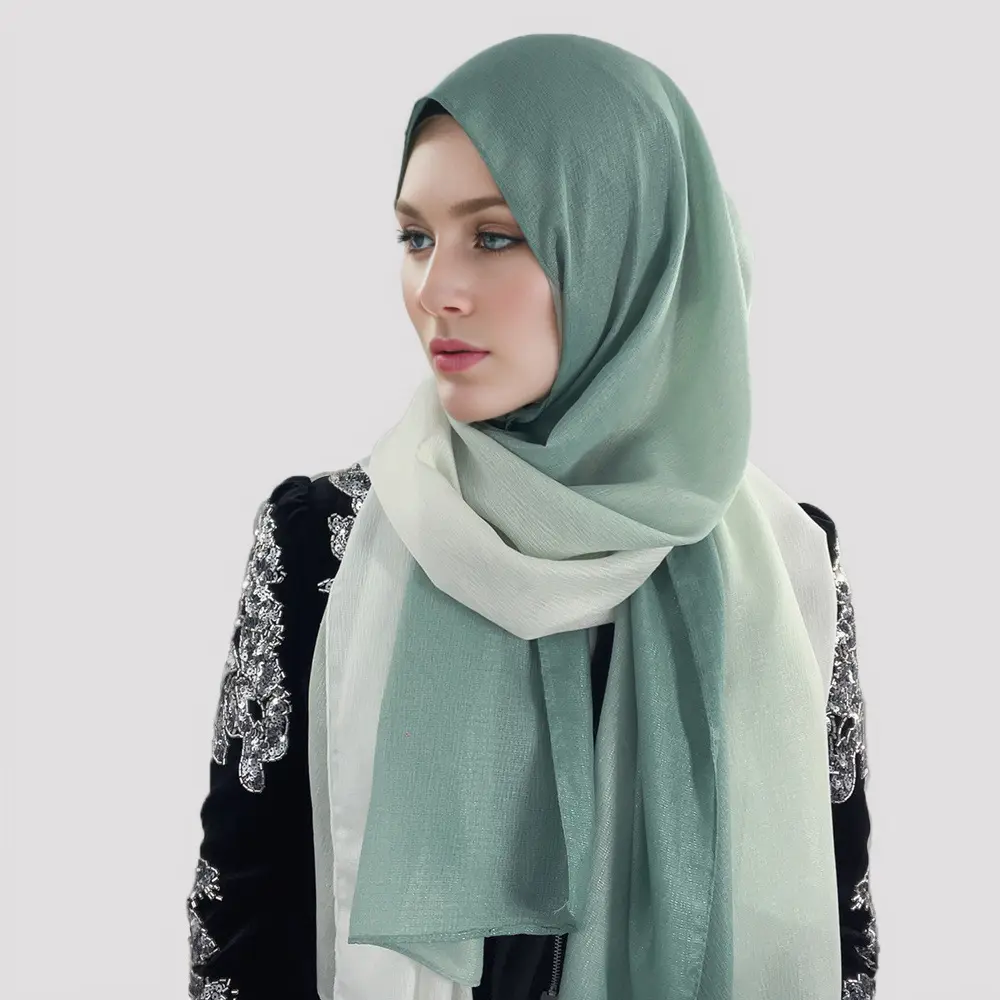 中東イスラム教徒グラデーションファッションヘッドスカーフマレーシアシルクロングショールエスニックガーゼスカーフヒジャーブ