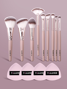 MAANGE, venta al por mayor, brocha de maquillaje de marca blanca, 9 piezas, juegos de brochas cosméticas de maquillaje vegano suave personalizado - Product Image 3