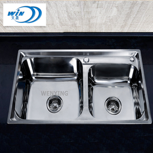 Évier de cuisine <span class=keywords><strong>double</strong></span> en acier inoxydable 800*430mm avec surface polie - Product Image 4