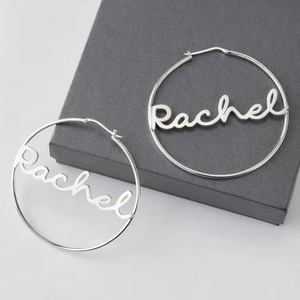 Pendientes con Logotipo Personalizado para Joyería Personalizada, Pendientes de Acero Inoxidable Chapados en Oro de 18K con Letras en Inglés - Product Image 4