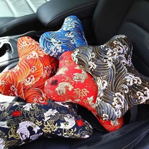 Coussin de soutien lombaire en forme de U, dossier ergonomique en coton, oreiller de siège de voiture, motif de vague japonaise, pour utilisation en voiture - Product Image 3