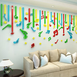 Décoration <span class=keywords><strong>de</strong></span> salle <span class=keywords><strong>de</strong></span> <span class=keywords><strong>musique</strong></span> <span class=keywords><strong>Notes</strong></span> joyeuses Autocollant mural en acrylique 3D tridimensionnel sur le thème <span class=keywords><strong>de</strong></span> la <span class=keywords><strong>musique</strong></span> - Product Image 3