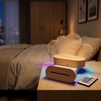 Veilleuse intelligente 3D LED 16 couleurs avec contrôle tactile, base lumineuse en bois, plaque acrylique imprimable, mémo DIY, dessin pour enfants, décoration de chambre