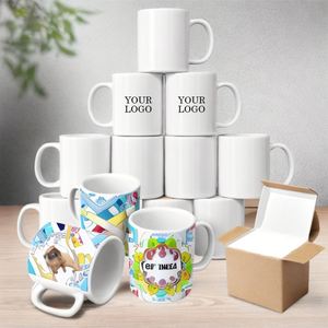 Mug en porcelaine de 11 oz avec logo personnalisé, sublimation, blanc, unique, luxueux, pour Noël, tasse à thé, tasses à café, mugs en céramique de 11 oz - Product Image 1