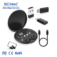 Kit adaptateur chargeur de voyage boîte circulaire 6 en 1 câble adaptateur USB C vers USB adaptateur de charge multi-USB pour voyage vente en gros