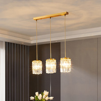 Lustre Moderne Nordique en Fer avec Abat-jour en Cristal, Contrôle Sans Fil, 220V, pour Chambre, Villa, Salle à Manger et Salons