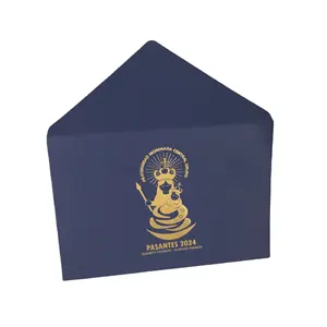 Custom Gold Foil Logo Pantone Printing Small Navy Blue Jewelry Vintage Wedding Invitation Kraft Envelopes For Business Cards