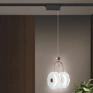 Lampe flottante nordique moderne Applique murale en métal et cristal avec télécommande LED Plafonniers en verre blanc mat - Product Image 3