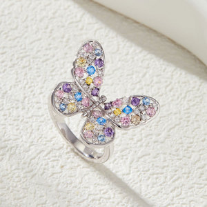 Butterfly Shape <b>Adjustable</b> <b>Ring</b> Pave Setting Zirconium Inlay Jewelry Gift - Product Image 1