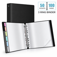 Organiseur de documents avec logo personnalisé, 50 pochettes, 100 pages, classeur à 3 anneaux, étanche, en PP, pour le bureau et l'école