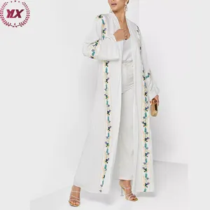 Derniers modèles Abaya ouverte ethnique Dubaï Inde Cardigan Abaya pour femme tissu doux broderie fantaisie décoration musulmane
