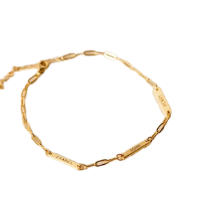 DIY个性化英文字母名字不锈钢手链电镀多层弯曲板名字刻字 ISABEL JOHN- - Product Image 1