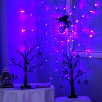 Guirlande lumineuse LED pour Halloween Toile d'araignée Décoration LED Fantôme pour intérieur extérieur Maison hantée Festival Fête Vacances
