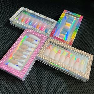 100免费标志定制豪华指甲包装盒钻石塑料水钻假钉盒包装 - Product Image 1