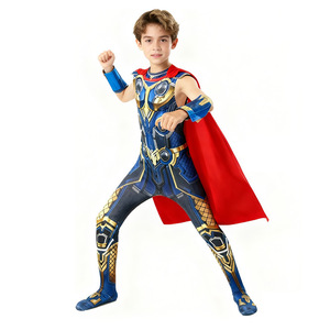 Disfraz de Thor con Capa de Spandex para Hombres y Niños, Cosplay de la Película de Marvel, Traje de Halloween - Product Image 3