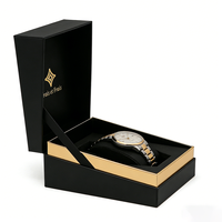 Boîte à montre noire vide de luxe avec logo personnalisé et coussin, boîte de haute qualité pour montres et bracelets