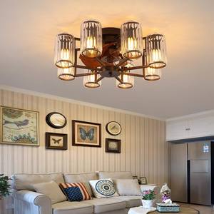 Ventilador de Techo Moderno de Cristal Cilíndrico, Diseño Metálico de 7 Aspas, LED Cálido de 3500K, Motor DC Silencioso de 6 Velocidades y Control Remoto Temporizado - Product Image 2