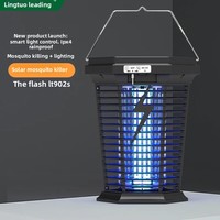 Piège à insectes électrique rechargeable solaire et USB Lingtuo, lumière violette, étanche IP33, batterie incluse