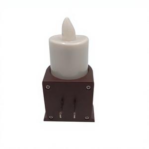 Bougie LED à brancher, bougie électrique sans flamme, bougie blanche, base marron clair pour la décoration de la maison - Product Image 4