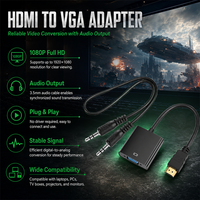 Adaptateur HDMI, convertisseur HDMI vers VGA avec audio, HDMI mâle vers VGA femelle 1080p avec audio pour ordinateur de bureau, ordinateur portable
