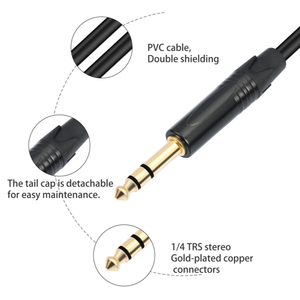 <span class=keywords><strong>Cable</strong></span> de Instrumentos TRS de 1M 1.8M 3M 5M 10M 20M 1/4 Pulgada, Carcasa de Cobre Chapada en Oro, <span class=keywords><strong>Cable</strong></span> de Audio Estéreo TRS Macho <span class=keywords><strong>a</strong></span> Macho de 6.35mm - Product Image 3
