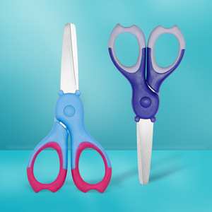Children's Scissors 5-Inch Stainless Steel Cartoon Design For School Craft Paper Cutting Blue Purple Handle - Product Image 1