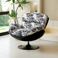 Sofá de Lujo Giratorio 360°, Sillón de Tela y Metal Estilo Nórdico para Hotel, Sofá Moderno, Conjunto de Muebles para Sala de Estar