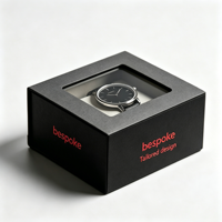 Boîte à montre en carton rigide de luxe avec logo personnalisé OEM, fenêtre en PVC, finition UV sélective, doublure en éponge, emballage cadeau, directement de l'usine