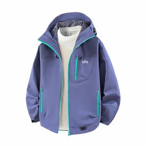 แจ็คเก็ตบอมเบอร์ผู้ชายสไตล์สตรีทแวร์ทรงสลิม รุ่นสปริง/ออทัมน์  ซิปปิด สีดำล้วน  บางเบา มีฮู้ด  ขนกระต่าย  ลายพิมพ์ดิสชาร์จ  ผ้าโมดอล - Product Image 4