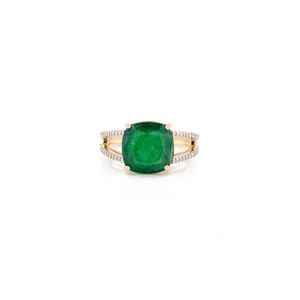 For Jewelry Classic 14k 18k White Gold 4ct <b>Cushion</b> Cut Lab Created <b>Emerald</b> Engagement Ring for Wedding & Party Gift Women - Product Image 1