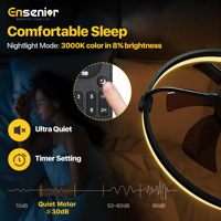 Ventilateur de plafond à profil bas de 20 pouces avec lumières et télécommande, ventilateur de plafond encastré noir avec commande par application, 2200 CFM pour chambre à coucher