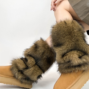 Calzini larghi di pelliccia per le donne Y2k Spice ragazze doppio strato dimagrante maniche eleganti Insta caldo caldo caldo invernale spesse scaldamuscoli - Product Image 3