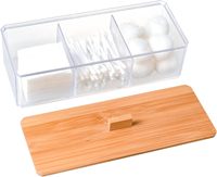Organiseurs et rangements de salle de bain à 3 compartiments en acrylique, boîte distributrice de coton-tiges et de cotons-tiges