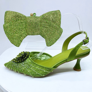 Bolso de Mano y Zapatos de Tacón Alto con Diamantes de Imitación para Mujer, Zapatos de Vestir Elegantes con Punta en Pico, Tacones de Aguja, Zapatos Elegantes para <span class=keywords><strong>Fiesta</strong></span> y Boda - Product Image 2