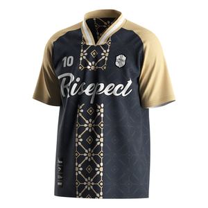 Maillot de football léger avec col polo en V et tissu anti-transpiration, idéal pour les séances d'échauffement et les matchs décontractés - Product Image 1