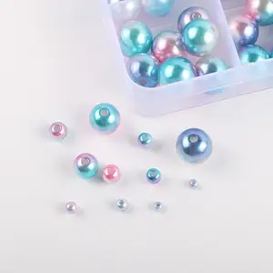 15 grids with holes round plastic pearl set magic color bead necklace beading material