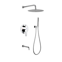 Système de douche mural dissimulé avec fonctions eau froide et chaude, bonnes finitions, douche pluie et douchette à main