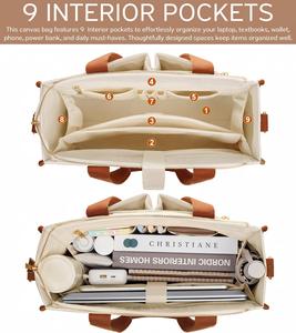 Sac fourre-tout en toile personnalisé avec 15 poches, sac à main pour ordinateur portable, grand sac bandoulière pour infirmière, enseignant, sac pour Bible - Product Image 3