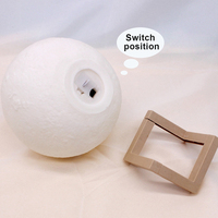 Decoración de ambiente romántico USB recargable Control táctil regulable blanco cálido RGB 3D Luna LED lámpara de luz de noche para regalo en el hogar
