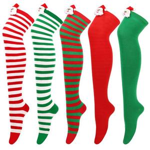 Chaussettes en polyester respirantes rayées canne à sucre WJN de haute qualité pour femmes, idéales pour l'hiver, le cosplay et Noël - Product Image 4
