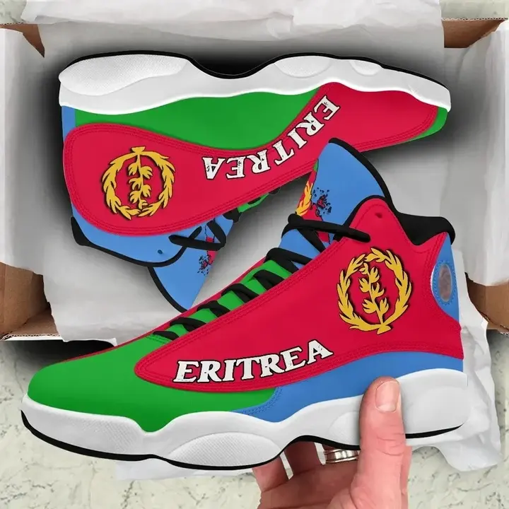 2022 Famous Branded PU Leather Men Basketball Shoes Eritrea People Eritrean Traditional Flag Pattern Sublimation Men Shoes