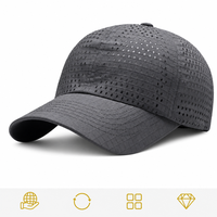 Casquette de baseball personnalisée avec logo découpé au laser, gris anthracite, perforée, respirante, haute performance, 6 panneaux, casquette de sport OEM
