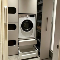 Meuble de rangement multifonctionnel moderne pour buanderie avec évier et machine à laver, en bois, pour salon