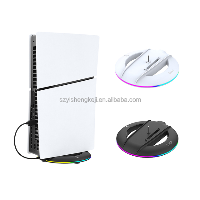 PG-P5S025S Vertical ABS RGB Atmosphere Light Base Holder for PS5 Slim Pro Video Game Console Universal Gaming Support Accessory
