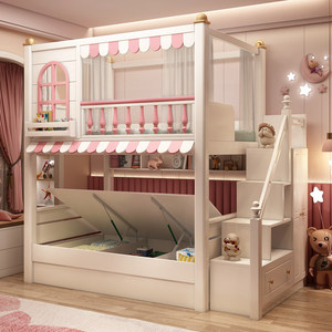 DK Board-Wood Modern Princess Bunk Bed for Girls Twin High Low Eco-Friendly Comfortable Polyester Upholstery Kids Bed Guangdong - Product Image 3