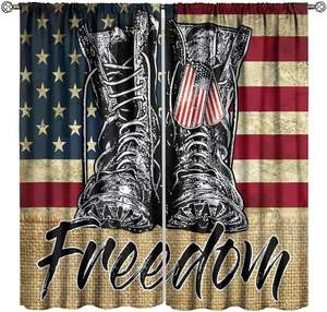 Cortinas para ventana con bandera del Día de la Independencia, azul, rojo, estrella, americano, para sala de estar, cocina, dormitorio, cortinas, 2 paneles - Product Image 4