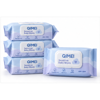 Lingettes humides pour bébé OEM, 72 unités, sans parfum, douces, avec couvercle refermable