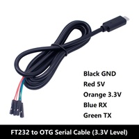 Cable USB Tipo C a Serial 232 para Android, 3.3V 5V, Cable OTG para Teléfono Móvil, USB a TTL MAC OSX CH340 FT232, 1M