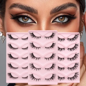 5 paires de cils d'oeil de chat personnalisés Faux cils de vison longs cils de <span class=keywords><strong>manga</strong></span> naturels cils allongés à la fin des yeux ailés faux cils maquillage - Product Image 1